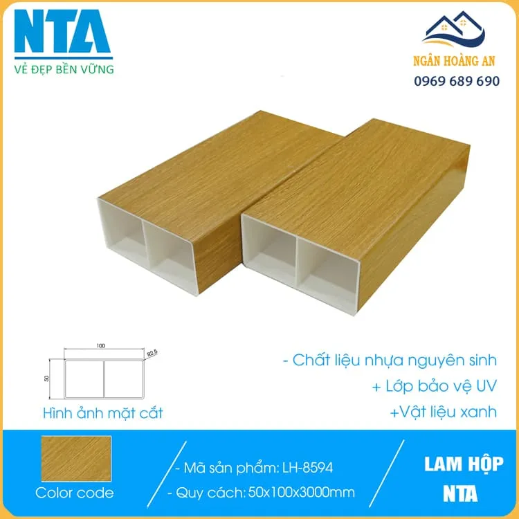Thanh Lam Hộp Nhựa Giả Gỗ NTA 50x100 LH-8594